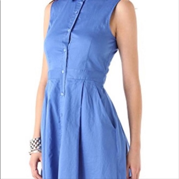 Theory Blue Sleeveless Shirt Dress - 2 - Picture 1 of 8